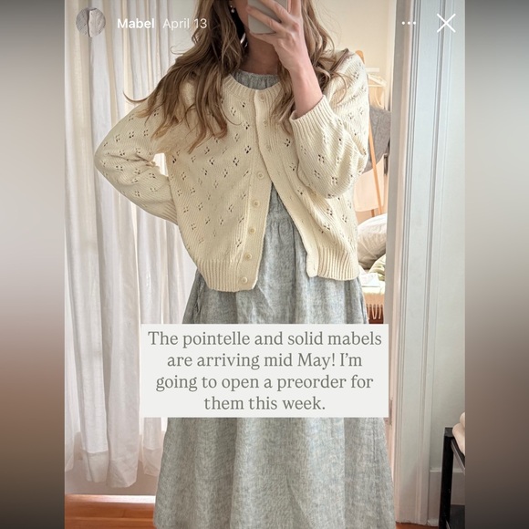 Gillian Stevens Mabel Pointelle Cardigan in Cream SMALL FLAW - Picture 14 of 15